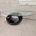 שולחן קפה אובלי מזכוכית, צבע שחור