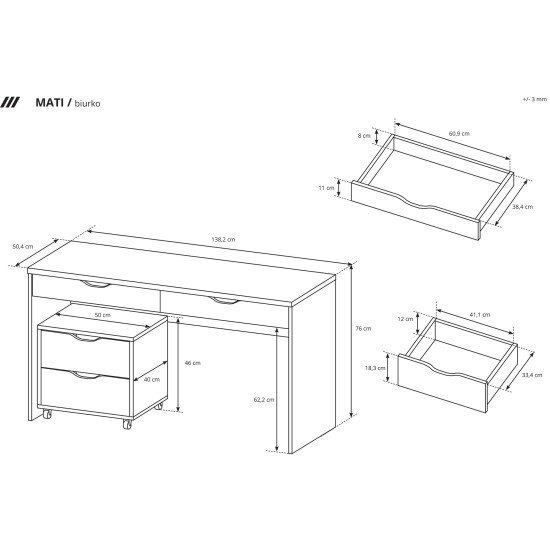 שולחן כתיבה MATI עם ארונית מגירות