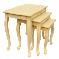 025 סט 3 שולחנות מעץ