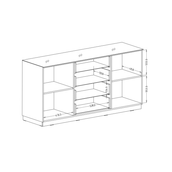 קומודה לסלון HELIO Black 26. ריהוט, רהיטים זולים, ריהוט ארגוני, ריהוט מודולרי, שידות טלוויזיה, שידות מגירה, מזנונים ושידות, קולקציית HELIO Black.