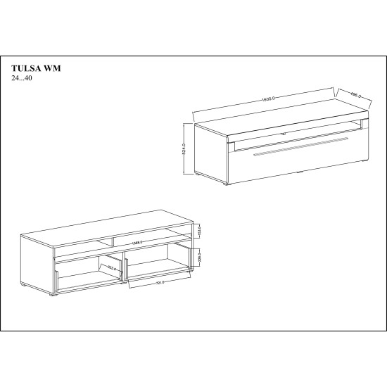 שידת טלוויזיה לסלון TULSA White 40. ריהוט, רהיטים זולים, ריהוט ארגוני, ריהוט מודולרי, שידות טלוויזיה, מזנונים ושידות, קולקציית TULSA, קולקציית TULSA White.