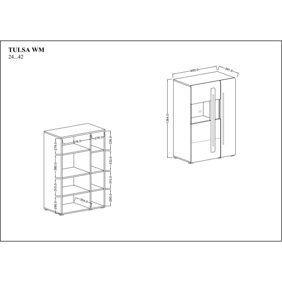 ויטרינה לסלון TULSA White 42. ריהוט, רהיטים זולים, ריהוט ארגוני, ריהוט מודולרי, ויטרינות, שידות, קולקציית TULSA, קולקציית TULSA White.