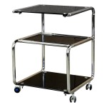 Сервировочный стол из каленого стекла черного цвета Z02