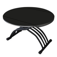Round table Transforming N-5 with black glass top
