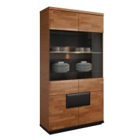 Витрина VERANO широкая с подсветкой - массив дуба