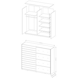 Wardrobe with mirror Beta - Monastery oak 78 Wardrobe with mirror Beta - Monastery oak 78