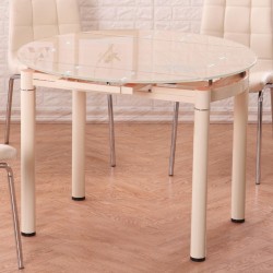 Round table with glass top, diameter 98 cm Round table with glass top, diameter 98 cm
