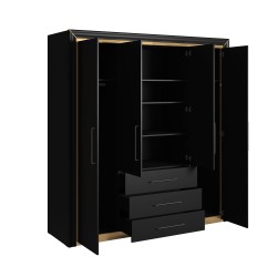 Wardrobe 4 doors 3 drawers ARNO Black 20 Wardrobe 4 doors 3 drawers ARNO Black 20