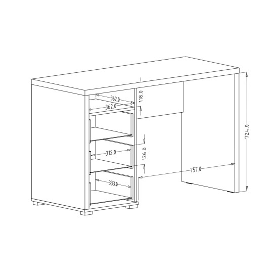 שולחן כתיבה עם שלוש מגירות IRIS II. ריהוט, רהיטים זולים, ריהוט ארגוני, ריהוט משרדי, שולחנות מחשב וכתיבה, שולחנות מחשב וכתיבה, שולחנות כתיבה ומחשב.