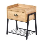 Nightstand with storage drawer and magazine shelf