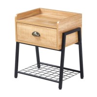 Nightstand with storage drawer and magazine shelf