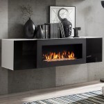 קומודה תלויה FLY עם ביו קמין - White / Black