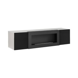 קומודה תלויה FLY עם ביו קמין - White / Black קומודה תלויה FLY עם ביו קמין - White / Black