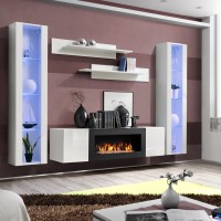 מזנון תלוי FLY M2 עם ביו-קמין ותאורה - White