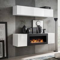 מזנון תלוי FLY N1 עם ביו-קמין - White