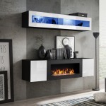 מזנון תלוי FLY N2 עם ביו-קמין ותאורה - Black / White