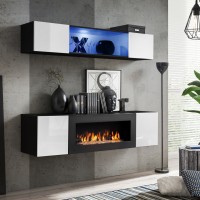 מזנון תלוי FLY N3 עם ביו-קמין ותאורה - Black / White