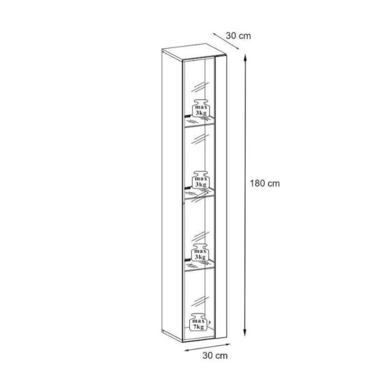 ארון צר תלוי - SWITCH SW 1 - White . ריהוט, רהיטים זולים, ויטרינות, מדפים, ויטרינות בסלון, ריהוט משרדי, קולקציית SWITCH.