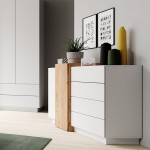Chest of Drawers 3D (F) white with wood trim