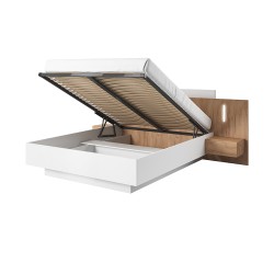Кровать с прикроватными тумбочками и ящиком для хранения 3D WHITE Кровать с прикроватными тумбочками и ящиком для хранения 3D WHITE