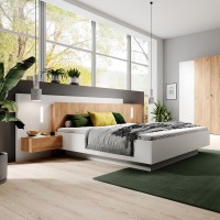 Bed with bedside tables and storage box 3D WHITE