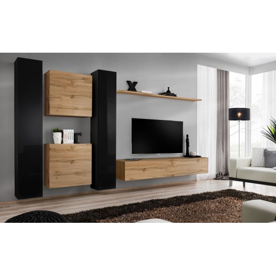 Wall unit SWITCH VI - Black/Wotan Furniture, Furniture Wall Units, Modern Furniture Wall Units, Collection SWITCH image