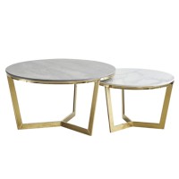 Round coffee table with ceramic top