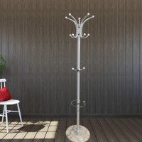 White metal hanger on a round base with an umbrella stand, model Y-238-W