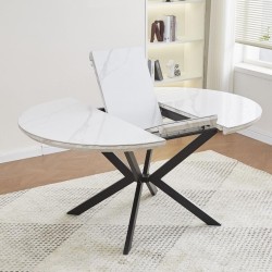 Round extendable table with white ceramic top model DT-193-WHITE Round extendable table with white ceramic top model DT-193-WHITE