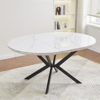 Round extendable table with white ceramic top model DT-193-WHITE