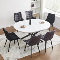 Dining set - round table with white ceramic top DT-193-WHITE and 4 chairs