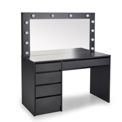 שולחן איפור HOLLY XL שחור, עם מראה ותאורה שולחן איפור HOLLY XL שחור, עם מראה ותאורה