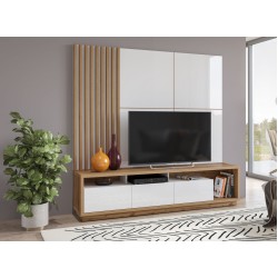 Long Slats on Panel CELINE 04, Wotan Oak / White Glossy, 146/55 Long Slats on Panel CELINE 04, Wotan Oak / White Glossy, 146/55