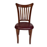 Sale! A wooden chair with a seat upholstered in imitation leather