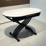 Овальный стол-трансформер N-6, белый, с керамической столешницей