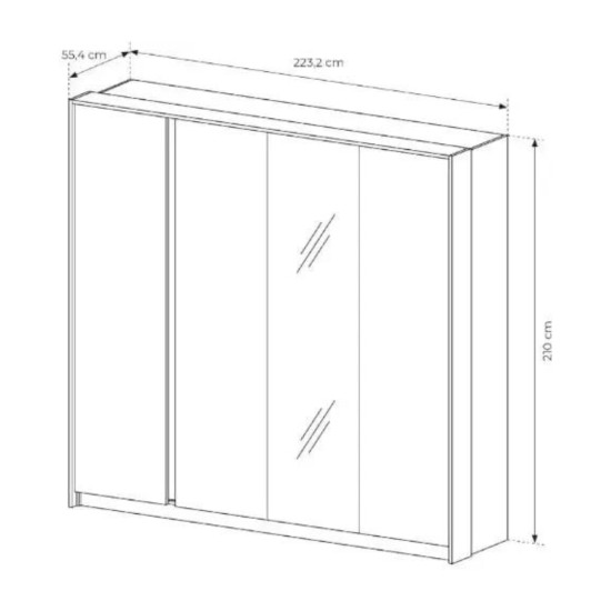 ארון בגדים DAST - 4 דלתות עם מראה, ציר, 220 ס