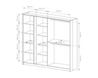 ארון בגדים DAST - 4 דלתות עם מראה, ציר, 220 ס