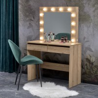 Small dressing table HOLLY Artisan Oak, with mirror and lighting, width 94 cm