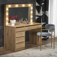 Dressing table HOLLY XL Artisan Oak, with mirror and lighting