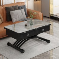 Стол-трансформер N-9, серый, с керамической столешницей и выдвижными ящиками