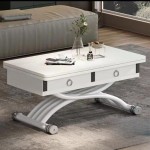 Transformer Table N-9, White, with glass tabletop and drawers